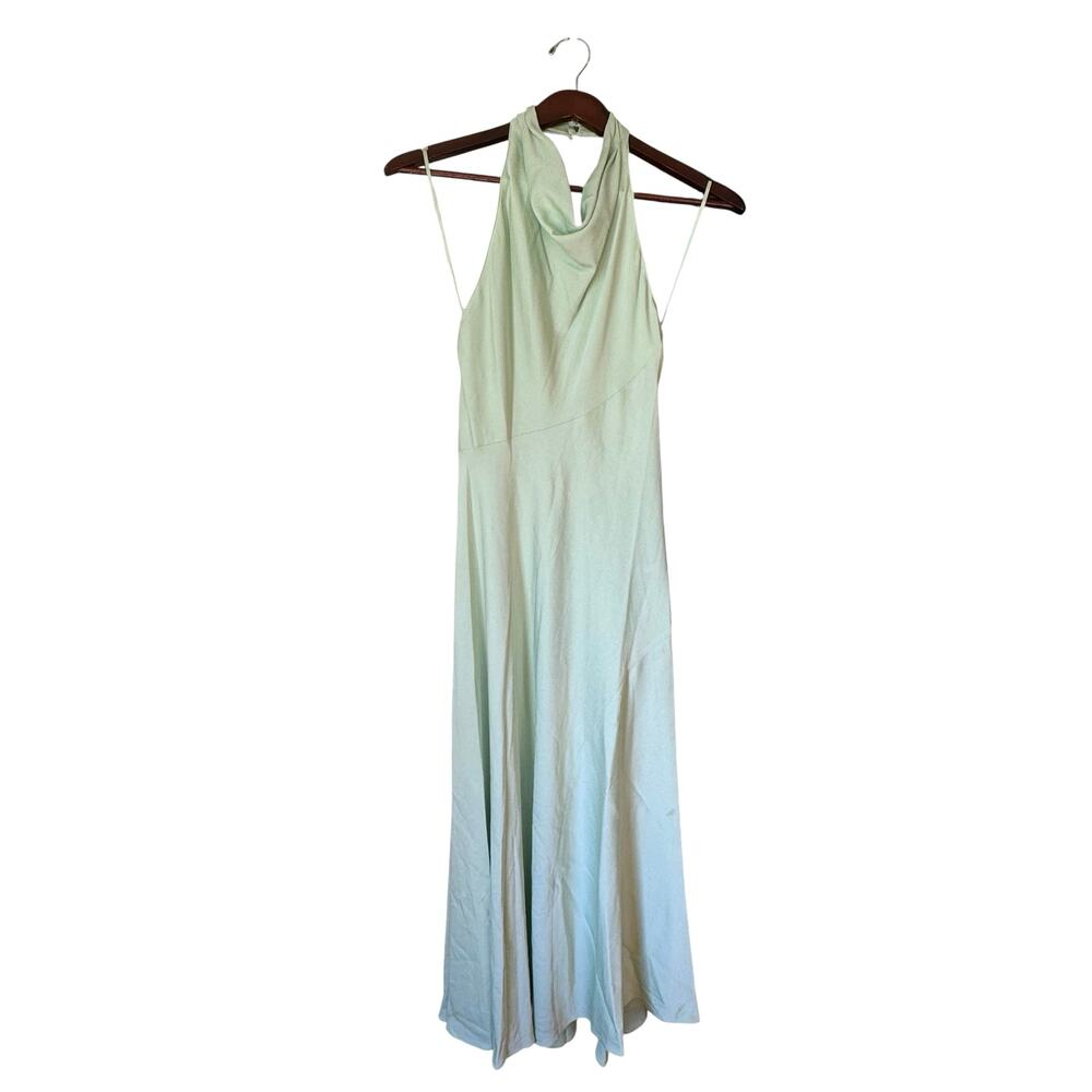 ALC NWT Sara Gown Maxi Dress Halter Mint Green Sz 6 Open Back Formal Satin $595 - Picture 2 of 12